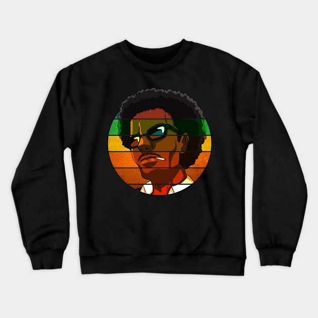 Smooth Afro Dude Vintage Illustration Crewneck Sweatshirt by designsenpai
